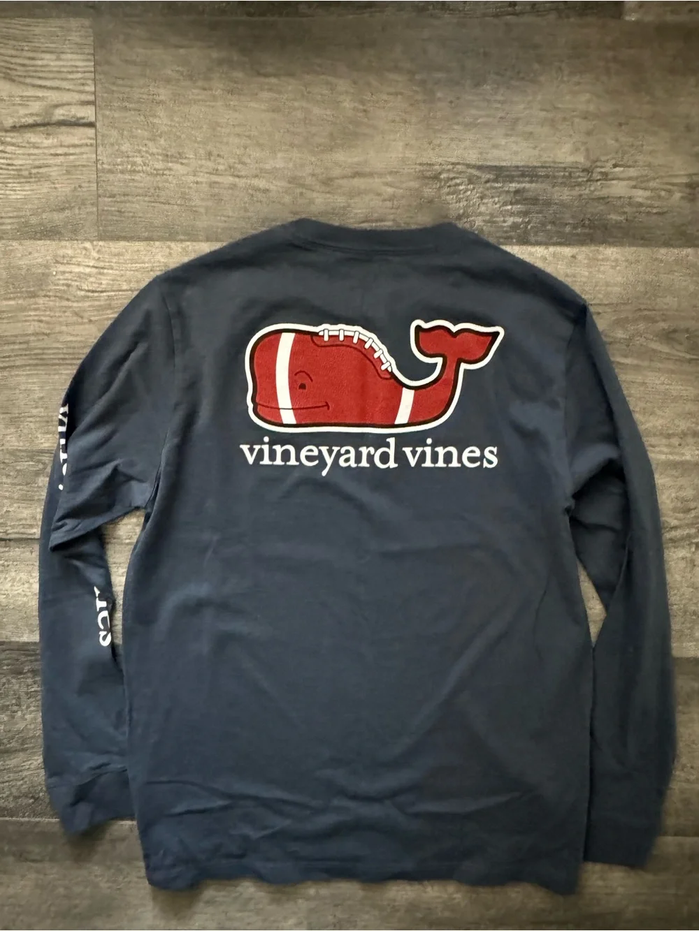 Boy’s Navy Vineyard Vines Long Sleeve Football T shirt Size Large
